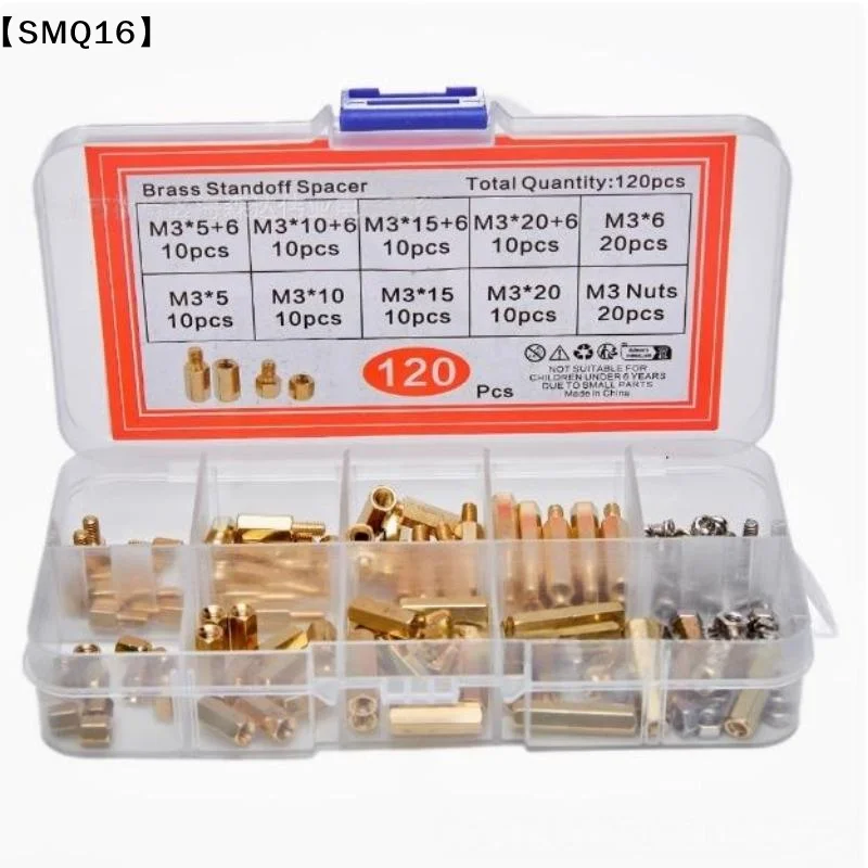 120pcs M3 Male Female Brass Hex Column Standoffs PCB Board Spacer Pillar with M3 Screw Nut for Electronic Components【SMQ】