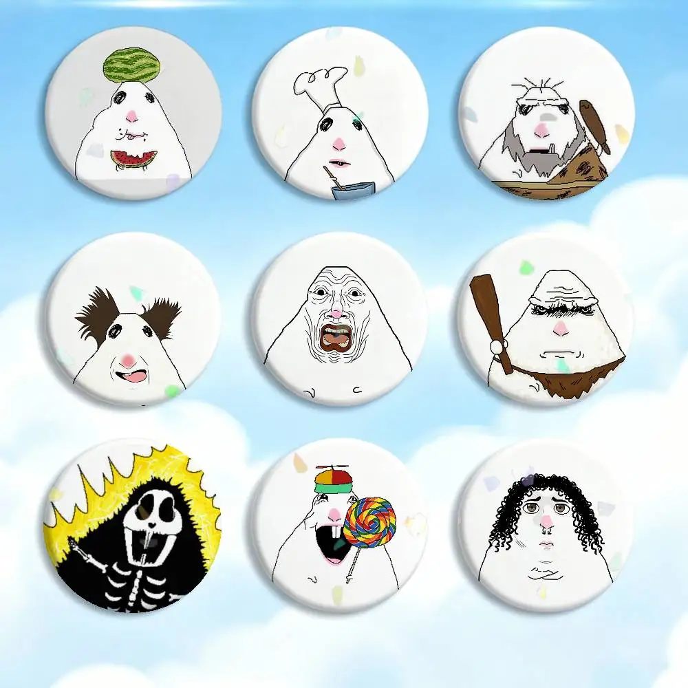 

FUNNY H-Hamster Caveman Badges Creative Tinplate Button PinsBrooch Badge Clothes Backpack