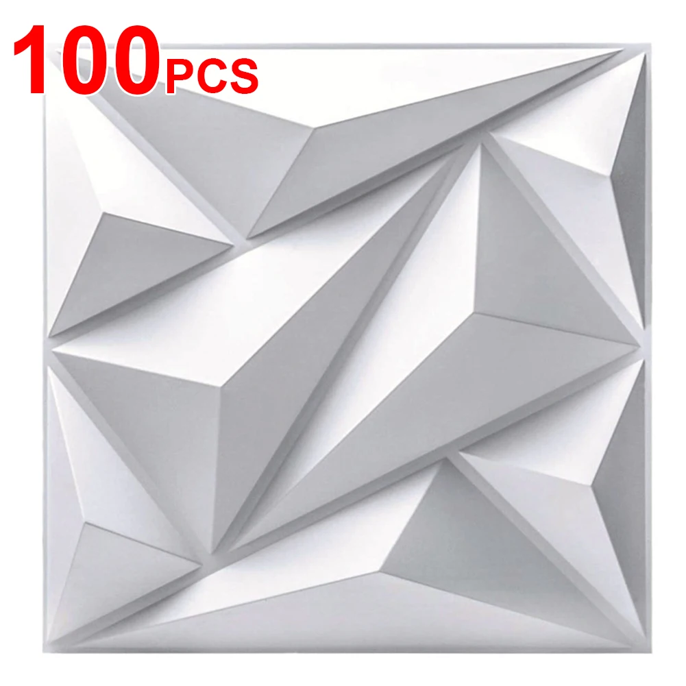 50/100Pcs 3D Wall Panel Diamond 30x30cm 3D Wall Panels in Diamond Design 3D Wall Paper for Living Room Gaming Room TV Background
