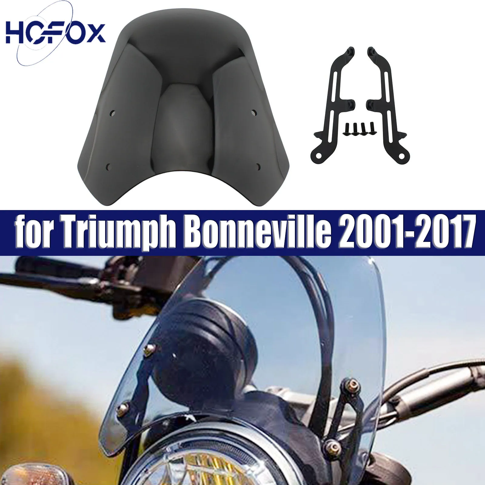 

Motorcycle Windscreen Windshield Wind Deflector for Triumph Bonneville 2001-2017 T100 2003-2017