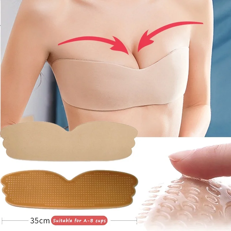 Invisible Push Up Bra Women Backless Strapless Seamless Bra Self Adhesive Silicone Reusable Sticky Breast Lift Up Bras Underwear