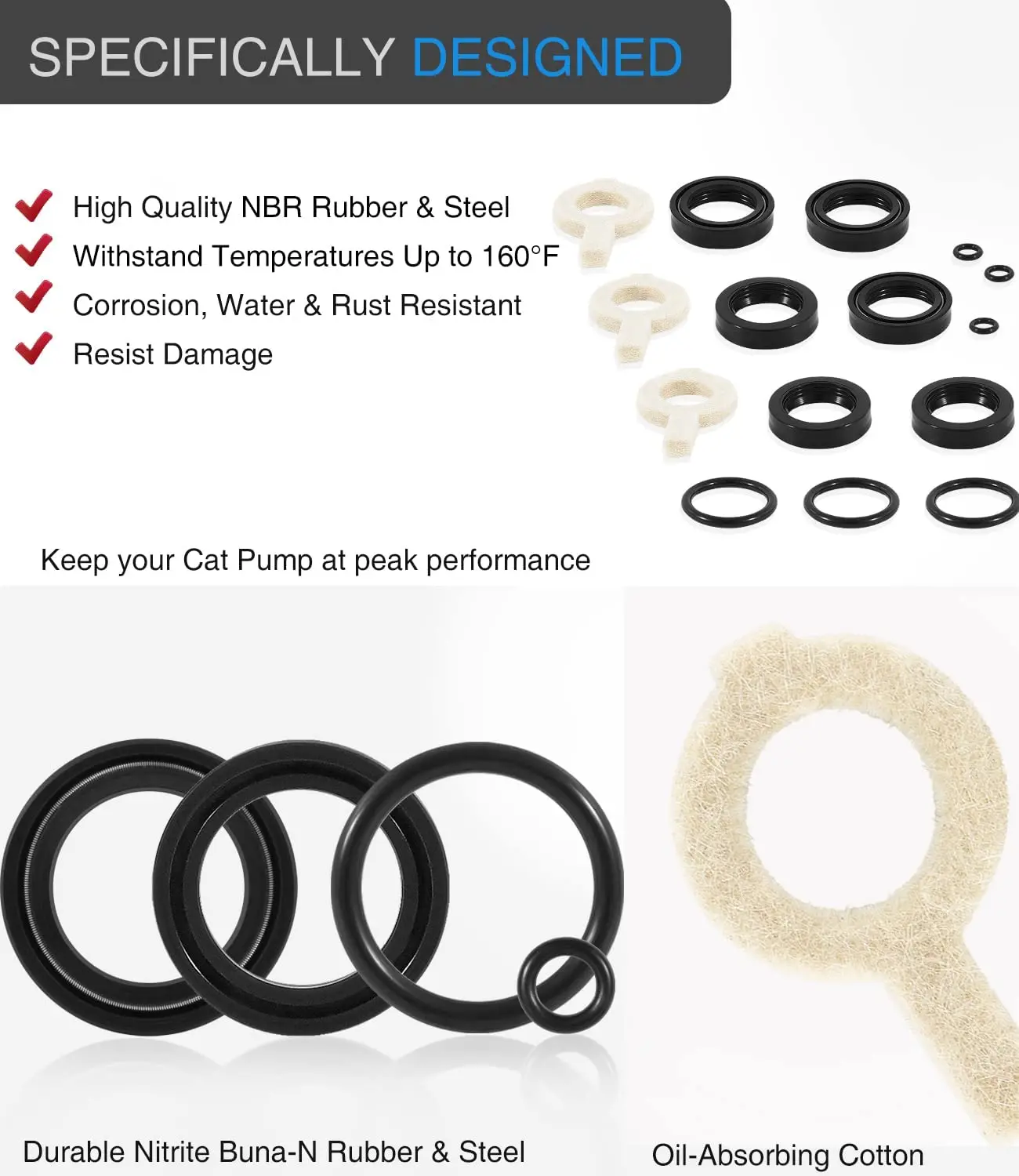 TML 30623 Seal Kit Replacement for Cat Pump Model 30 31 34 310 340 350, 5 Frame Plunger Pumps Repairing Cat Pump Pressure Washer