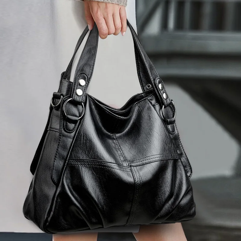 Soft Leather Luxury Handbags Women New Casual Tote Bag Designer Ladies Large Shoulder Crossbody Handbag Sac for Female Patchwork