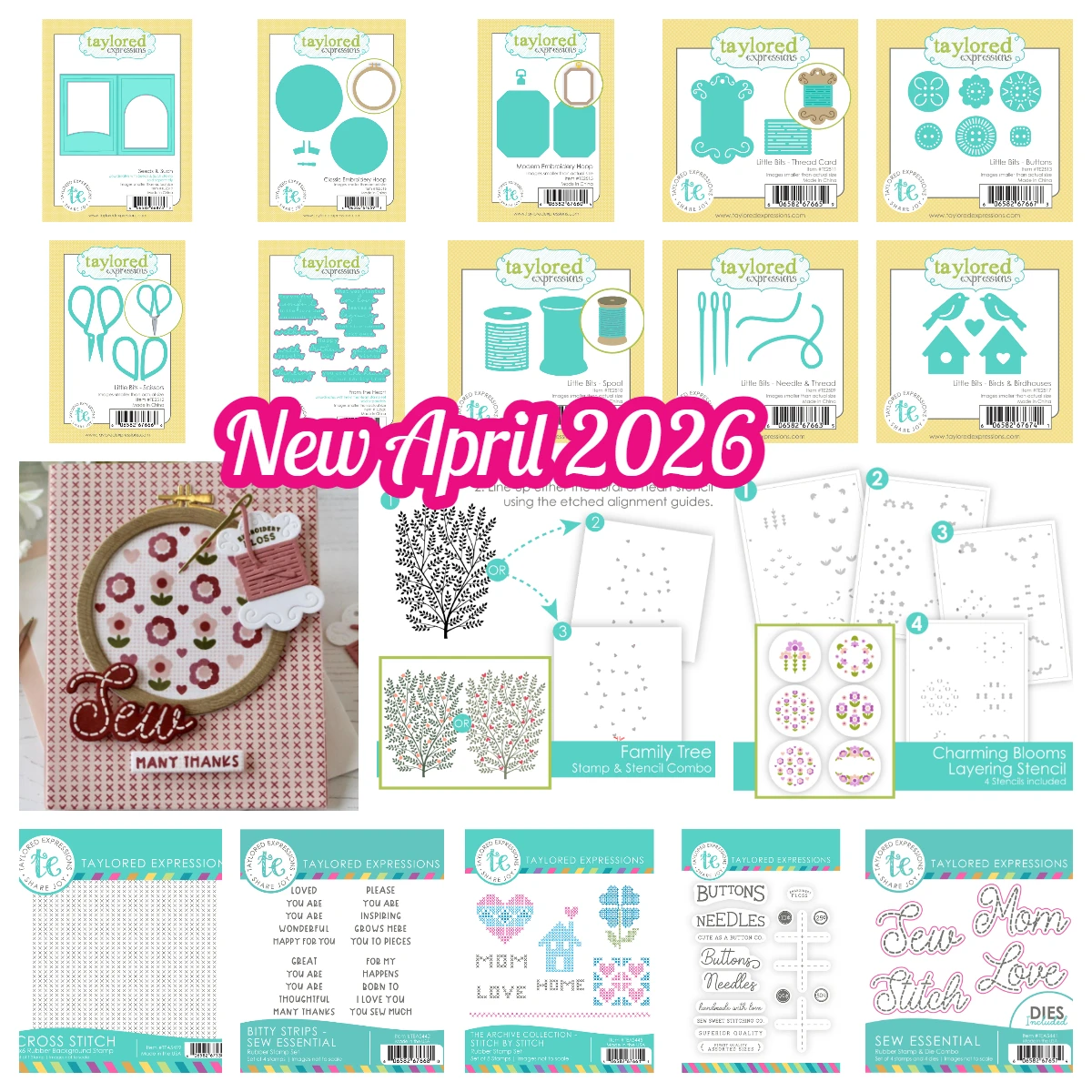 

April 2026 New Taylored Modern Embroidery Hoop Sew Essential Metal Cutting Dies Stamps Stencils for DIY Handmade Scrapbook Card