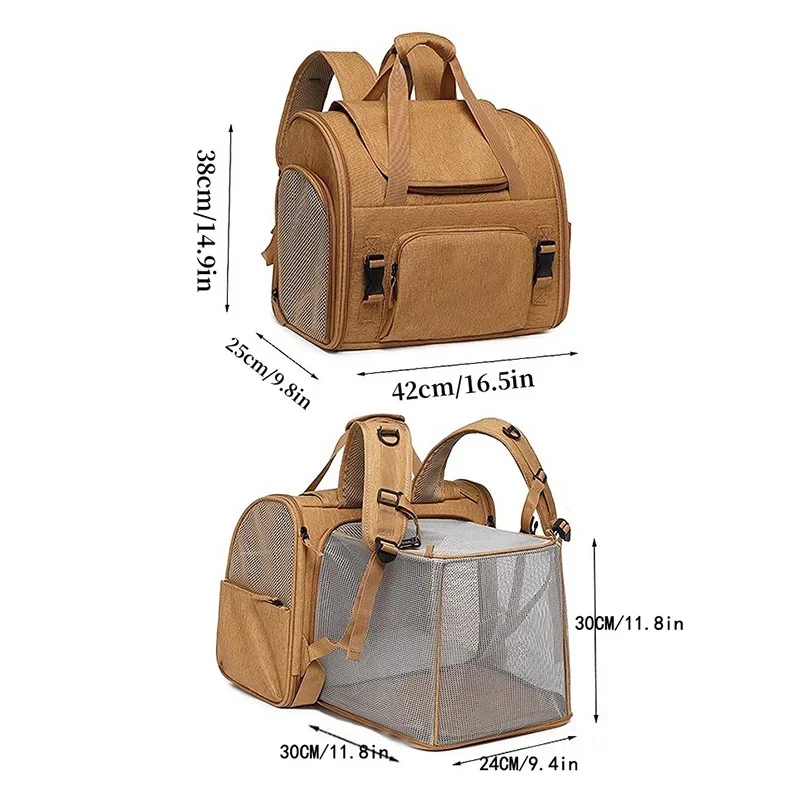 Expandable Cat Carrier Backpack Breathable Mesh Pet Carrier Bag With Privacy Shade Cover Dual Use Handheld For Small Dogs Cats