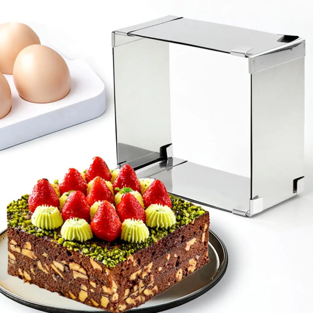 Adjustable Square Cake Ring Stainless Steel Mousse Mold Flexible Baking Frame Kitchen Pastry Tool For Professional Use