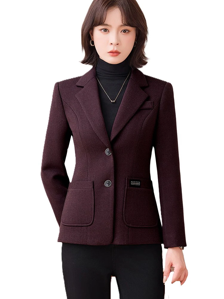 

Fashion Coffee Gray Red Women's Blazer Office Ladies Formal Work Jacket Coat