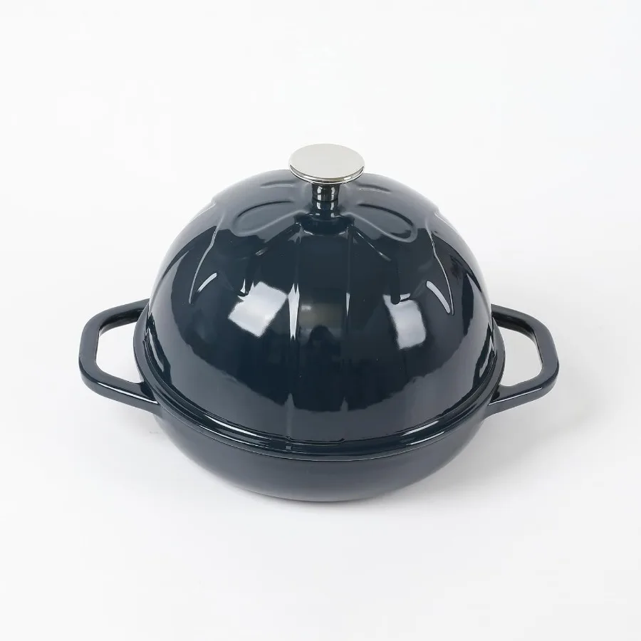 

Cast Iron Bread Cloche, Dia. 7.8inch/20cm, 0.95qt, Sourdough Baking Pan Enameled Navy Blue