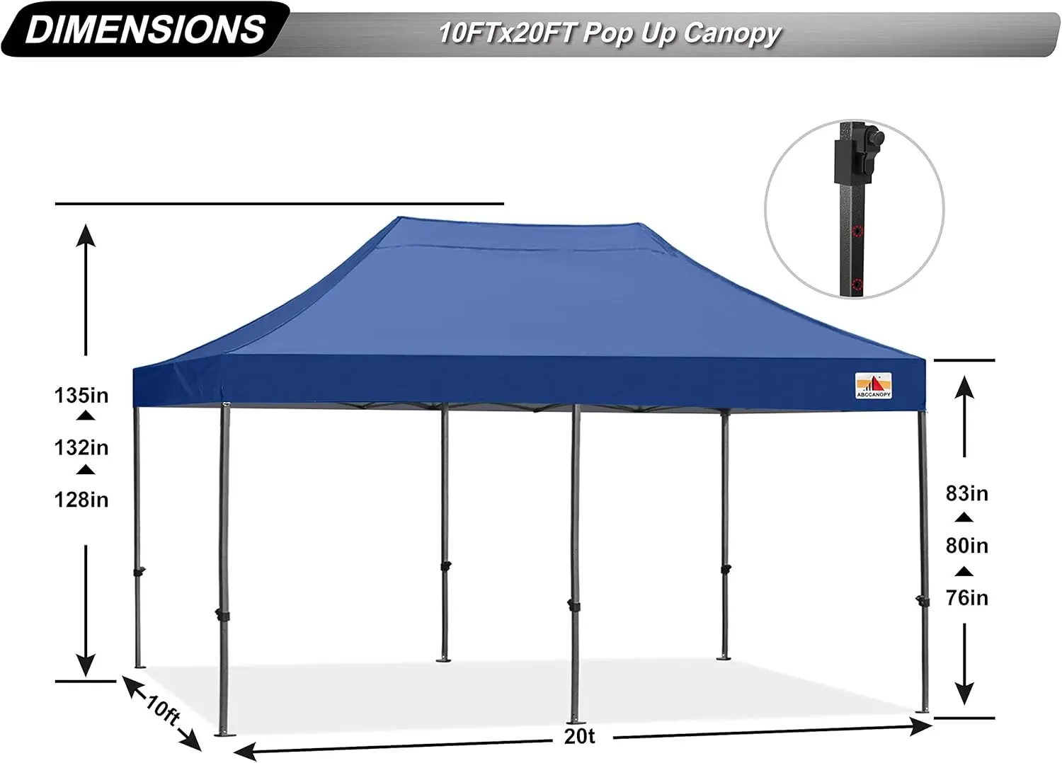 Tenda a baldacchino Pop-Up Patio 10x20 Commercial-Series (blu Navy)