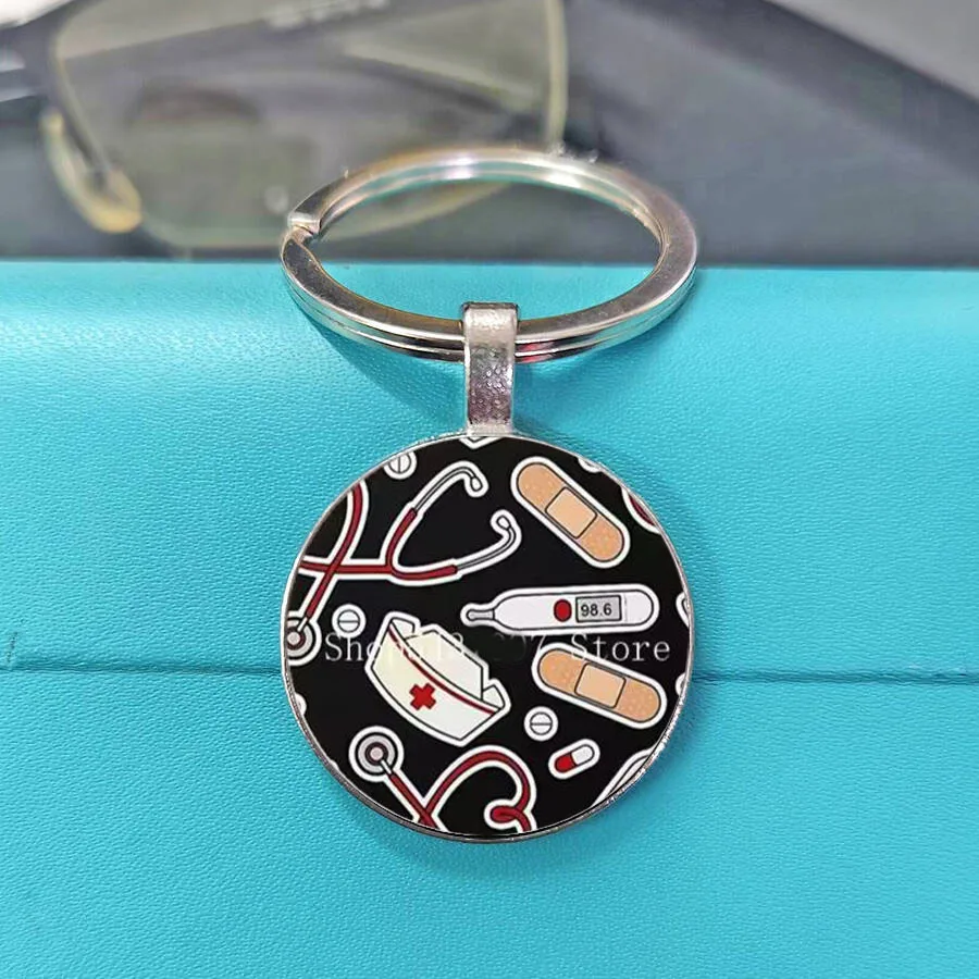 Simple and fashionable alloy keychain gift for medical staff, doctors, nurses, stethoscope pattern