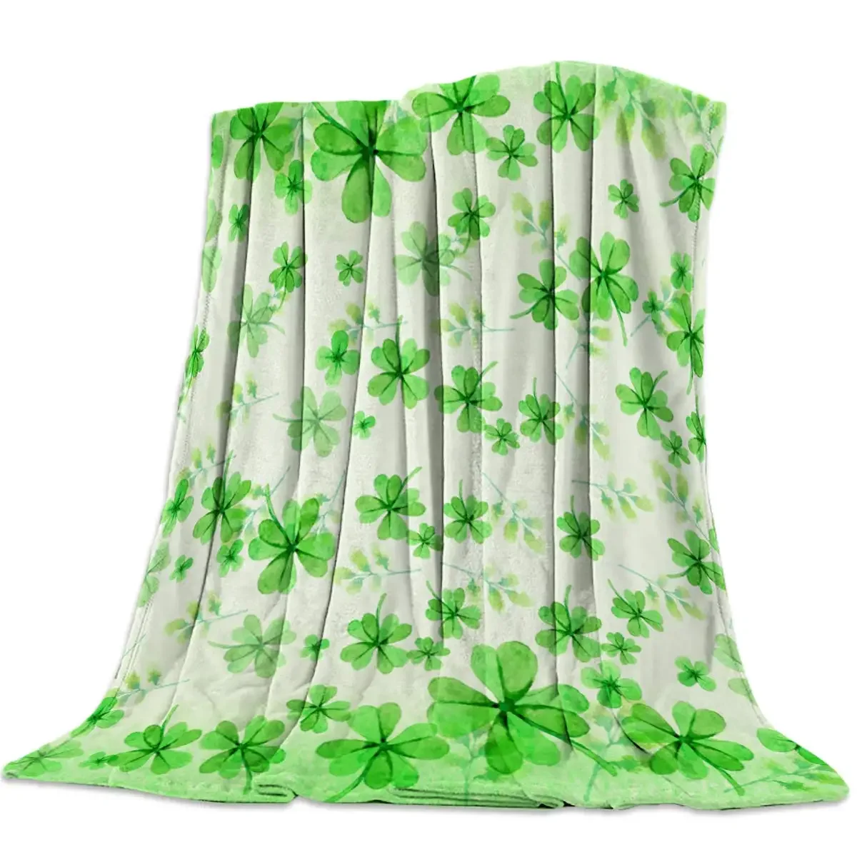 St. Patrick's Day Blanket Four Leaf Clover Shamrock Throw Blanket Flannel Warm Quilt Bedding,Shamrock Patrick Decor Girls Gifts