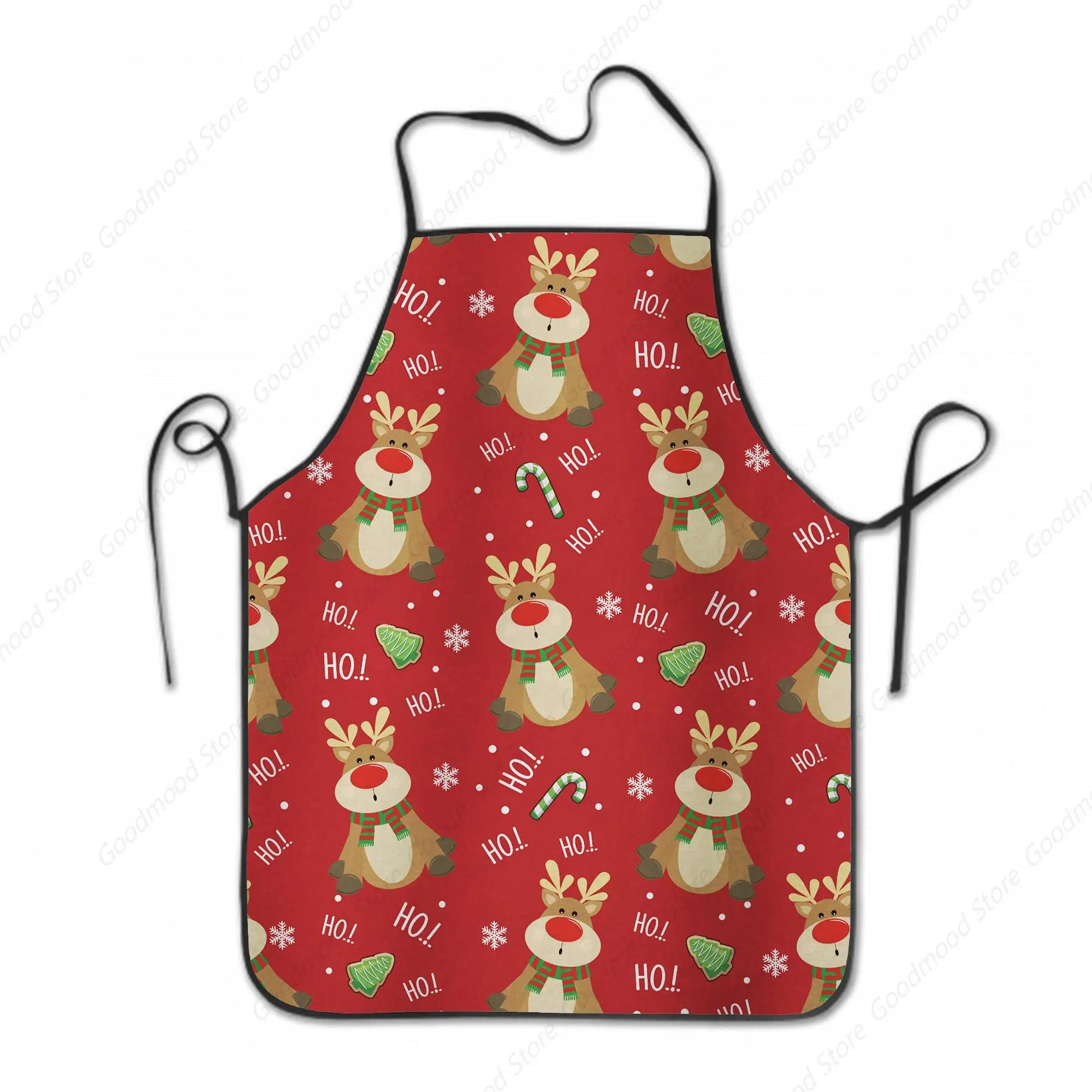 Chistmas Apron Holiday Kitchen Apron with 2 Pockets Christmas Elk Style Decoration Apron for Christmas Dinner Party Cooking