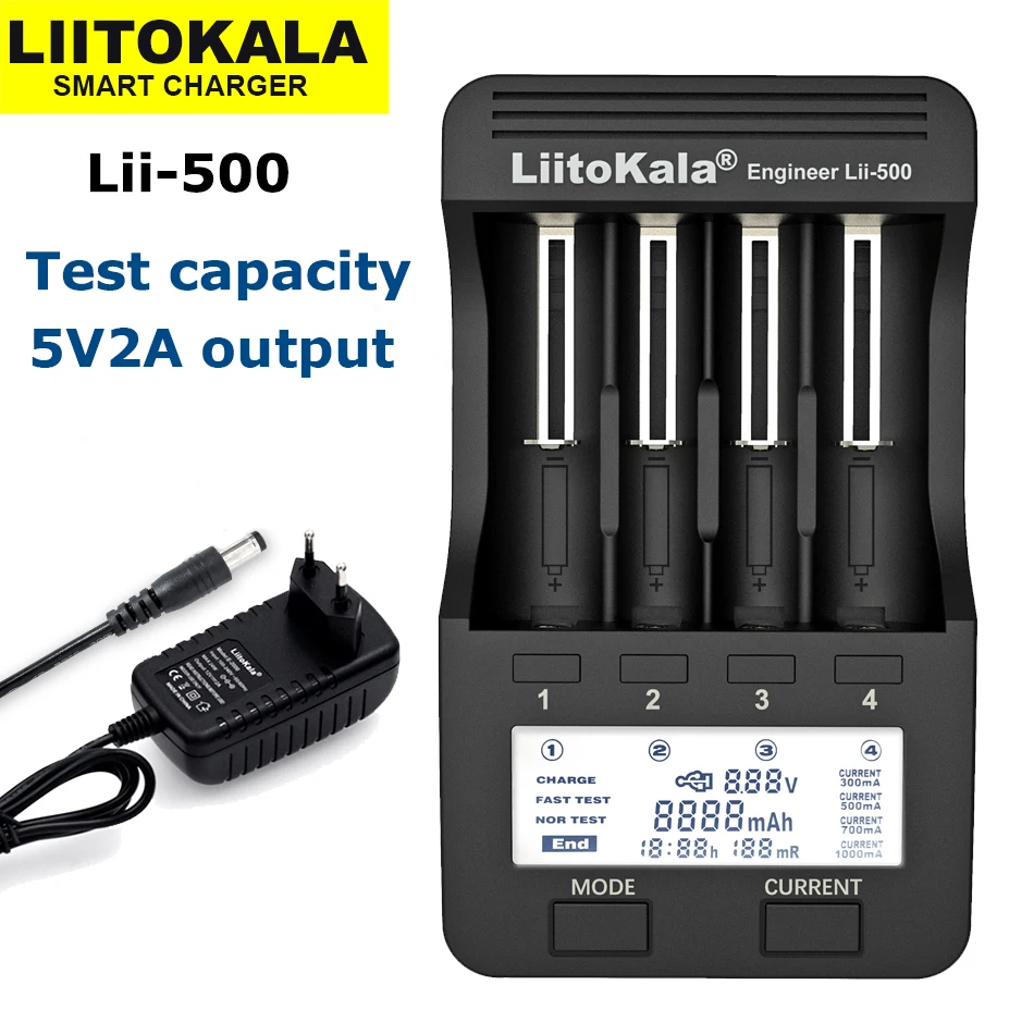 Liitokala Lii-500 PD4 300 S1 S2 NiMH ładowarka akumulatorów litowych, 3.7V 18650 18350 18500 17500 21700 26650 1.2V AA AAA LCD ładowarka