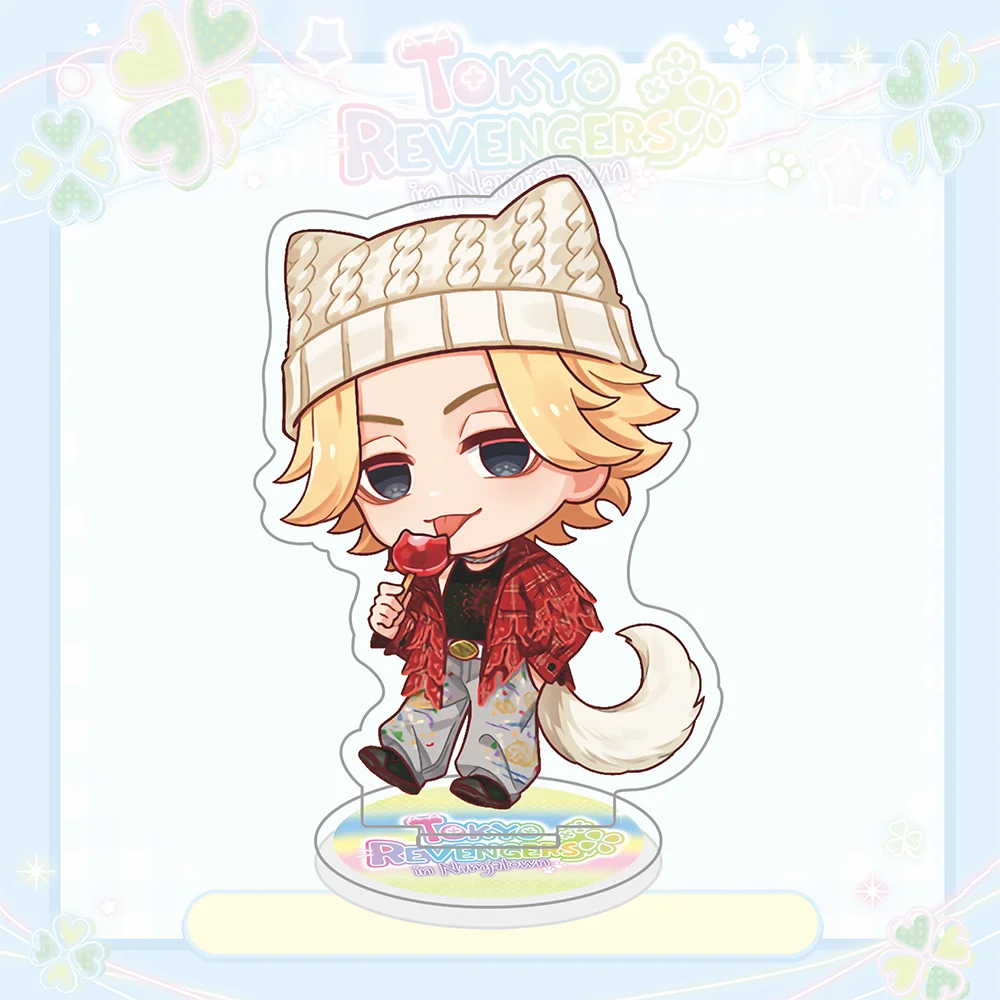 Kawaii Anime Tokyo Revengers Figures Chibi Cat Ears Nekomimi Acrylic Stand Model Plate Mikey Baji Chifuyu Figure Keychain Gift