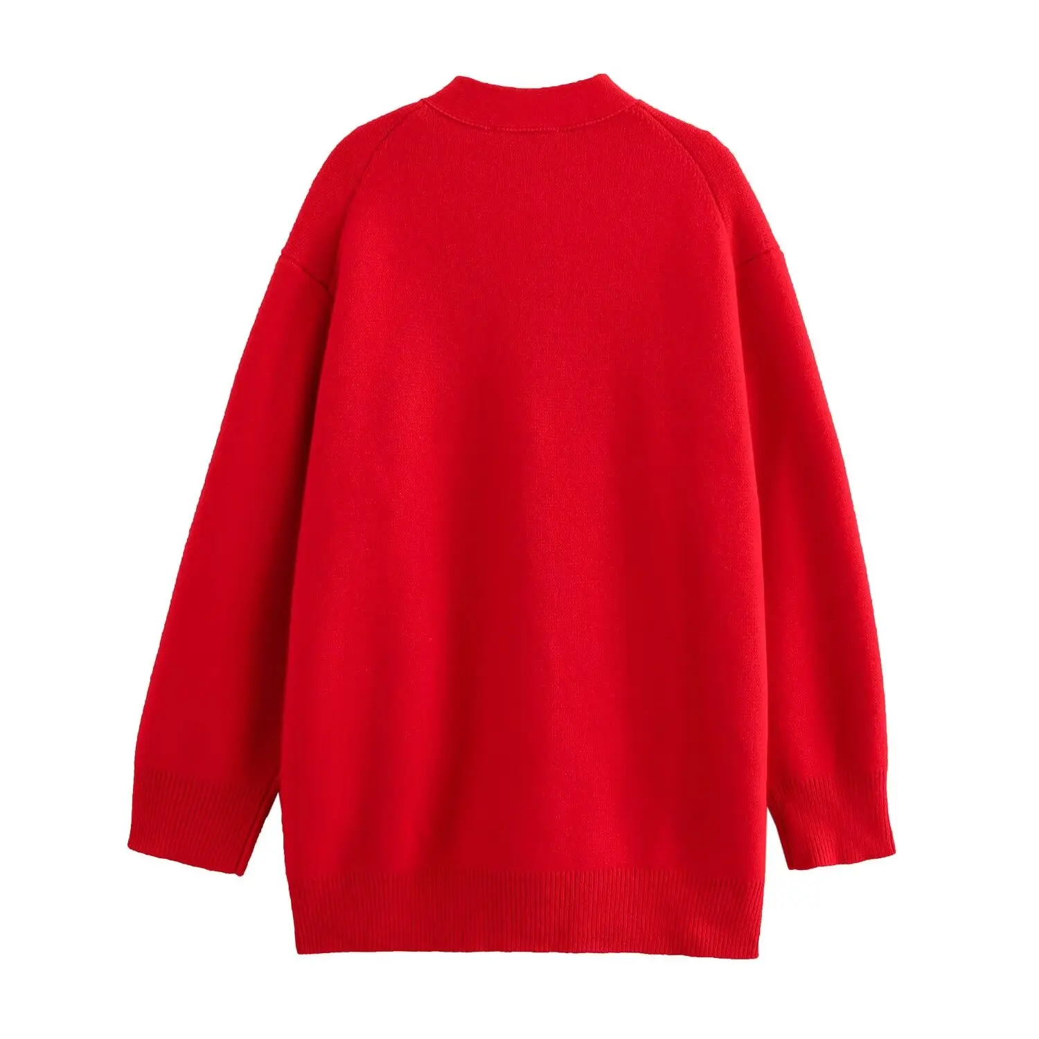

ZAB Faionable Loose Woolen Women's Jaet Street Sle Long Sve V-Ne Color Design Autumn New Arrival