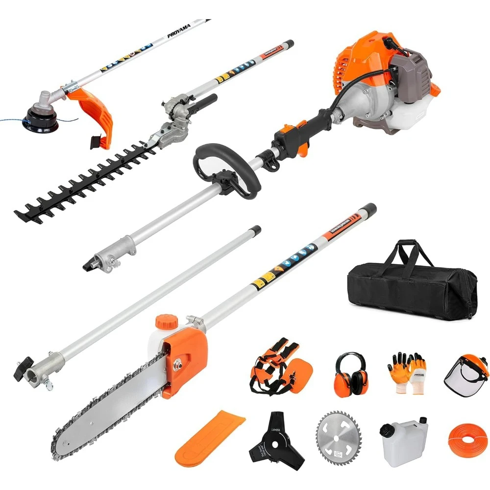 Powerful 42.7cc 5 in 1 Multi Functional Trimming Tools,Gas Hedge Trimmer,Weed Eater,String Trimmer, Brush Cutter,Pole Saw with