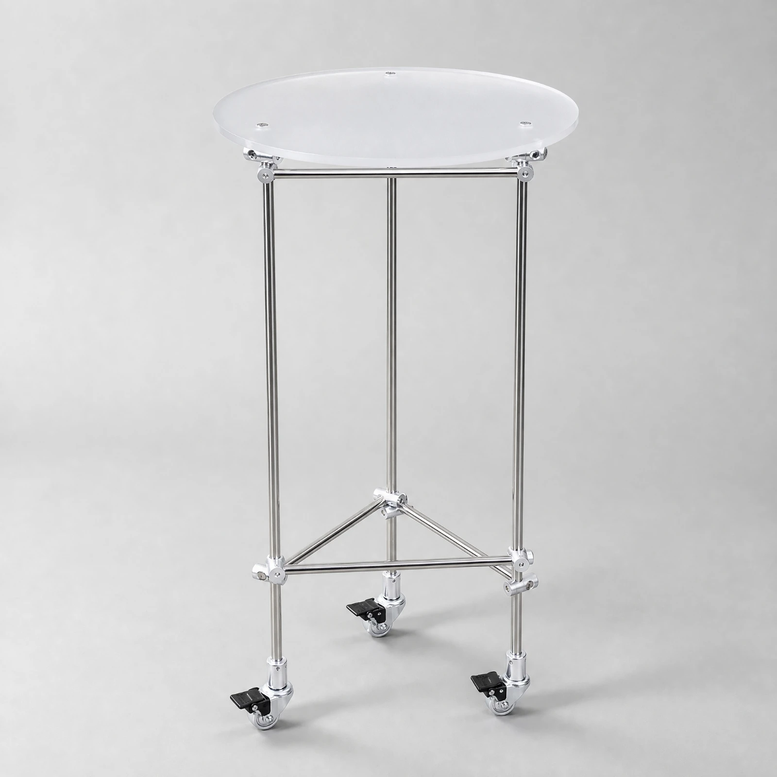 Rolling Side Table Space-Saving Mobile Plant Stand with Swivel Casters Round Acrylic Side Table with Brake Casters Lightweight