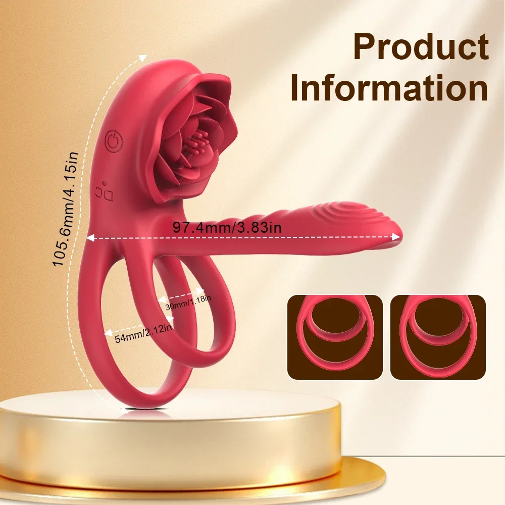 Rose Cock Ring Vibrator Penis Sleeve Sucking Stimulator Remote Control G-spot Erection Ring Clitoral Sex Toy for Adult Supplies