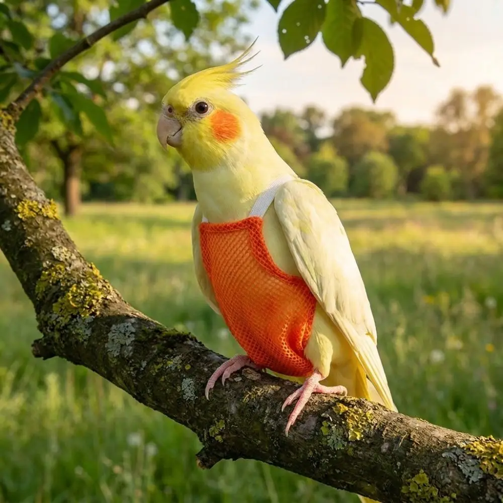 Breathable Parrot Diaper Vest Leak-Proof Anti-Mess Pet Bird Nappy Honeycomb Mesh Adjustable Parrot Flying Clothing Travel