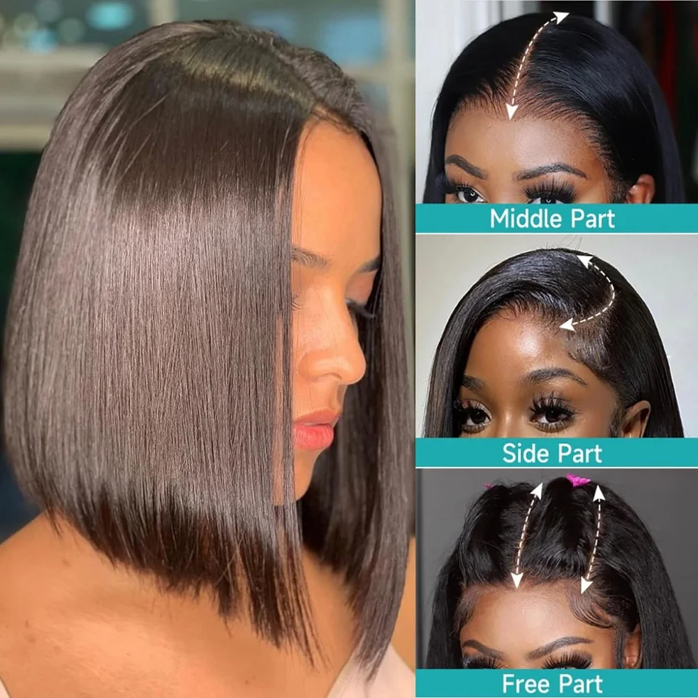 

Bob Wig Human Hair 14 inch Glueless Wigs Human Hair Pre Plucked Pre Cut 7x5 HD Lace Front Glueless Wigs Human Hair 200% Density