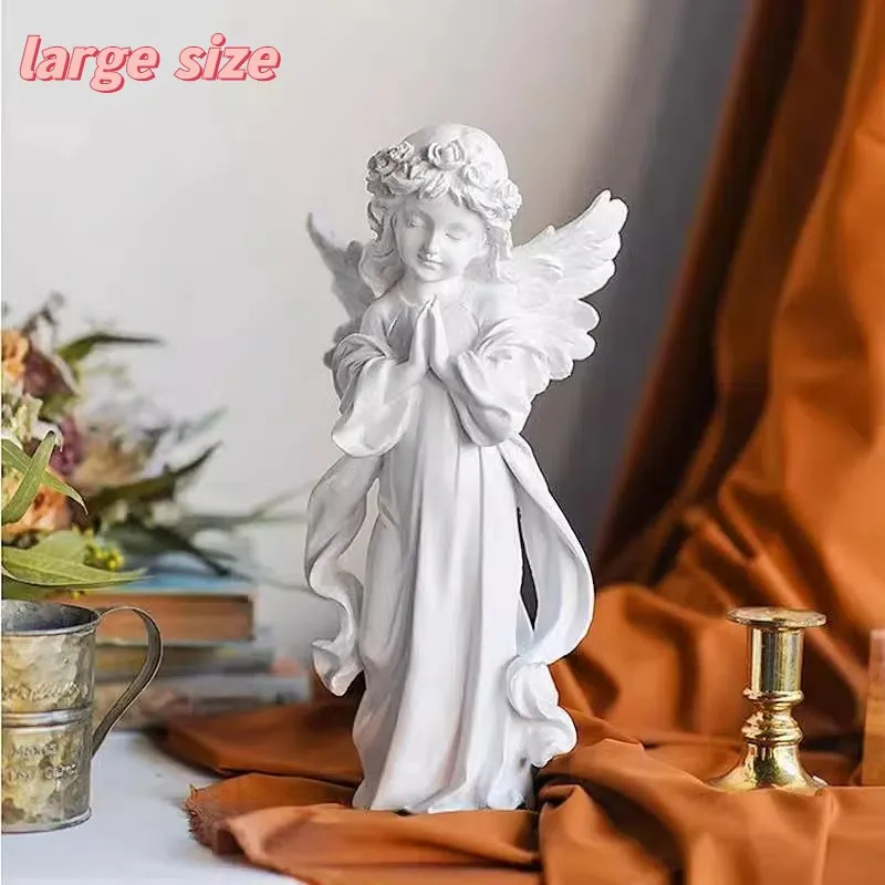 

Large Size Praying Angel Resin Statues Desktop Art Figurine Decoration Home Office Cabinet Angel Decor Sculptures & Figurines