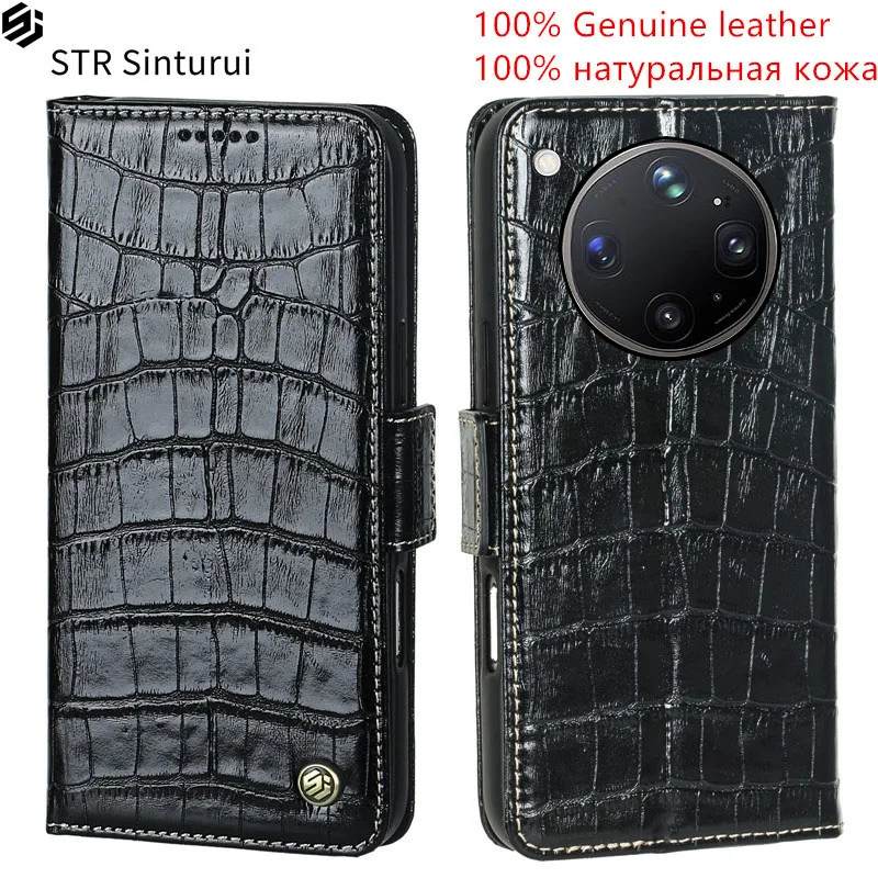 

STR Genuine leather crocodile grain card Slot Wallet Cover For Oppo Find X9 X8 X7 Ultra X6 X9s Pro X8s+ shockproof phone Case
