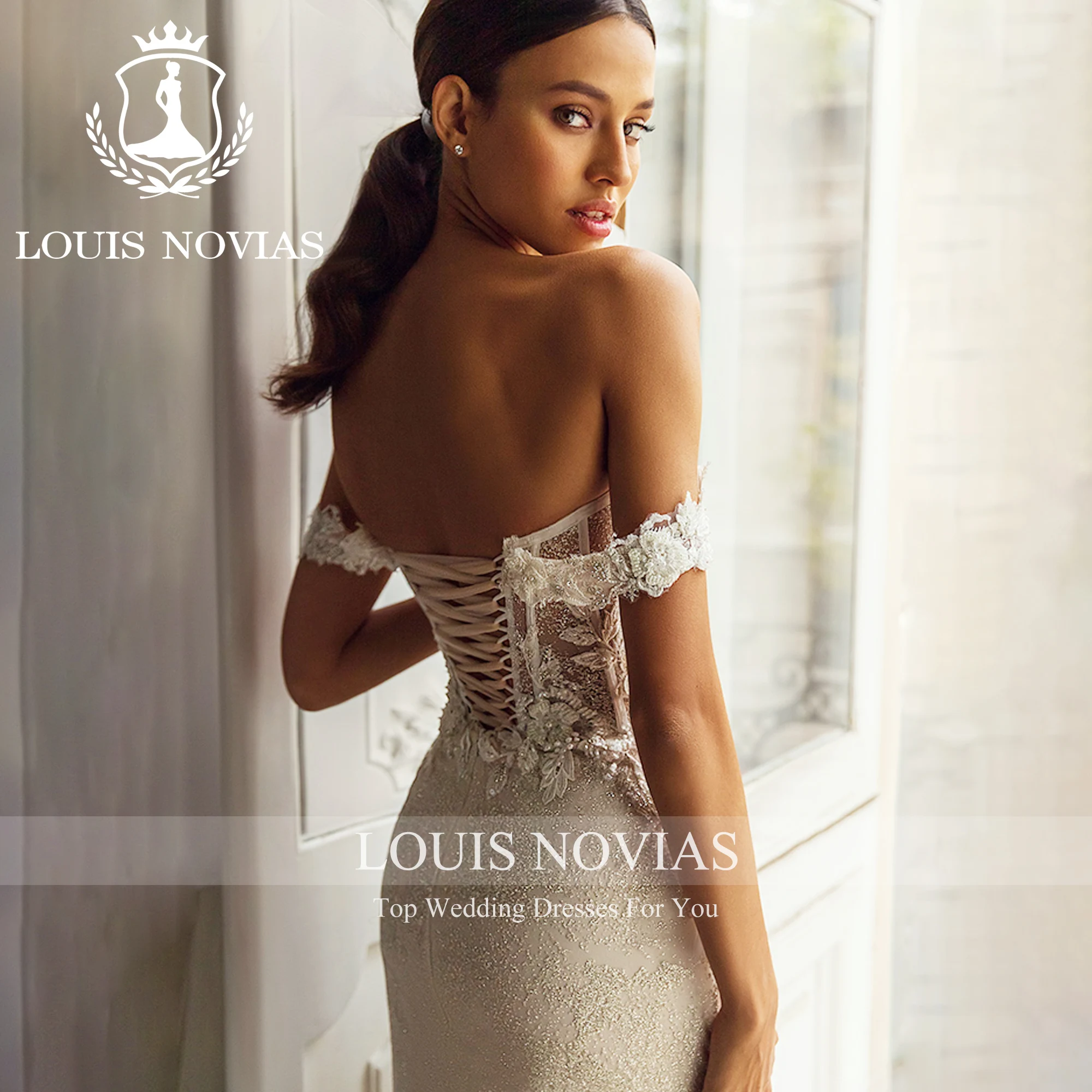 

LOUIS NOVIAS Luxurious Hot Sale Classy High-end Strapless Beading 3D Flowers Wedding Gown Vestidos De Novia