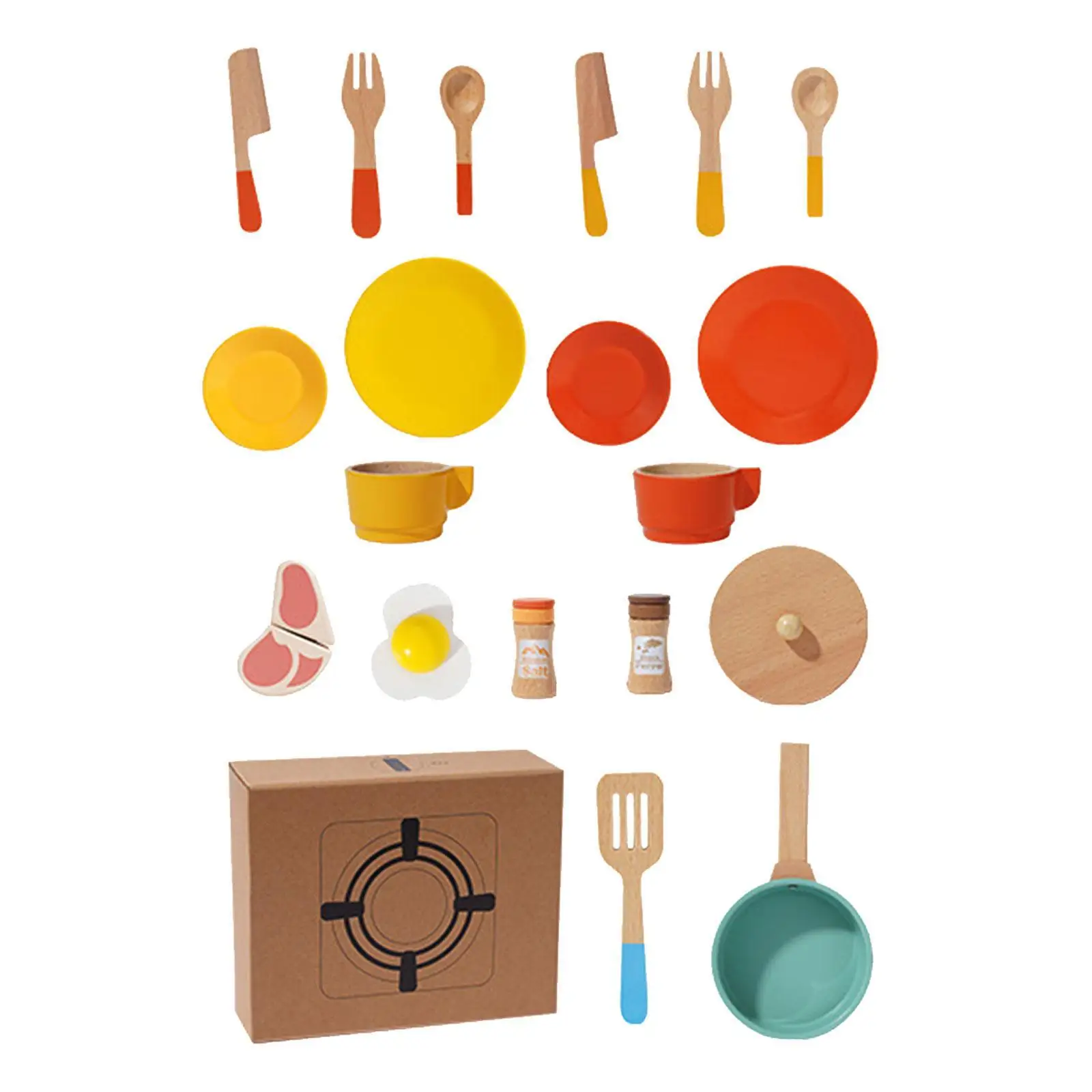 Kitchen Toys Accessories with Pots and Pans Spice Jars Tableware Plates Toys Cooker Pretend Cooking Playset for Children Kids