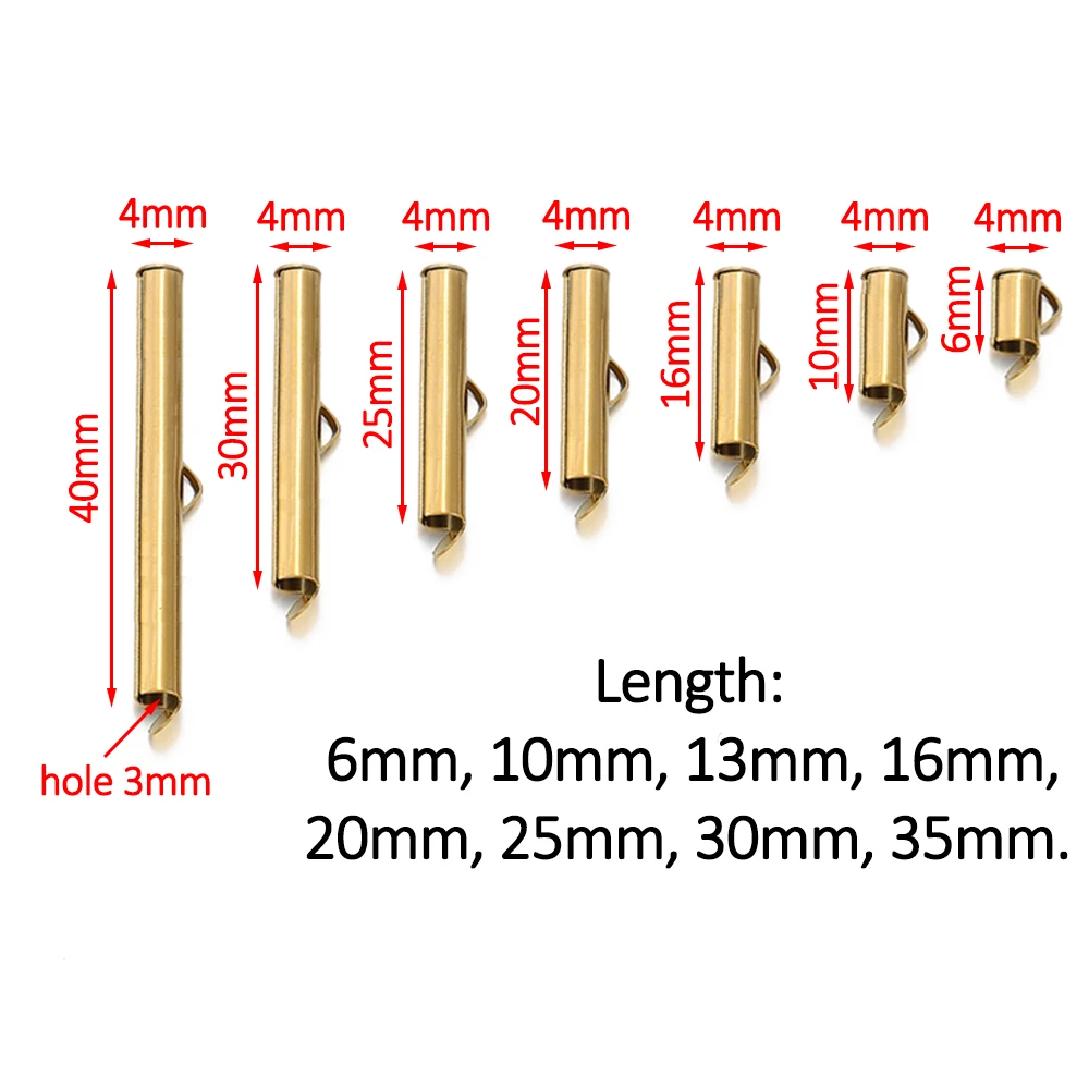 20 sztuk 6-40mm ze stali nierdzewnej przesuwane zapięcie rurki suwak zaślepki rurka zaciskana do koralików nasiennych wstążka zapięcie tworzenia