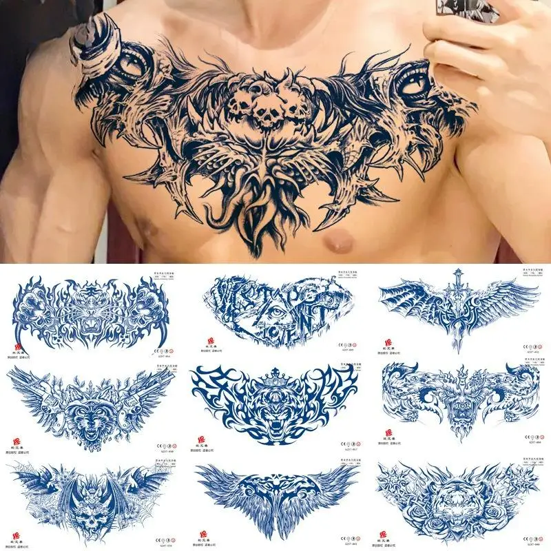 

Водонепроницаемые временные татуировки на груди для мужчин длится до 15 дней, татуировки с тигром даргон, полупостоянные поддельные татуировки, волшебная татуировка