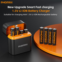 PHOMAX 1.5V AAA 1110mWh Rechargeable Lithium Battery 4-Slot Intelligent Independent Charging Box High Capacity USB-C Charger Set
