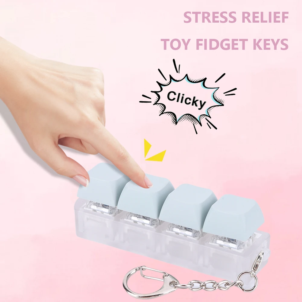 Chiave per tastiera 4 tasti Chiave meccanica Portachiavi per tastiera fai-da-te Cubo per tastiera per adulti per alleviare lo stress Passa l'ora