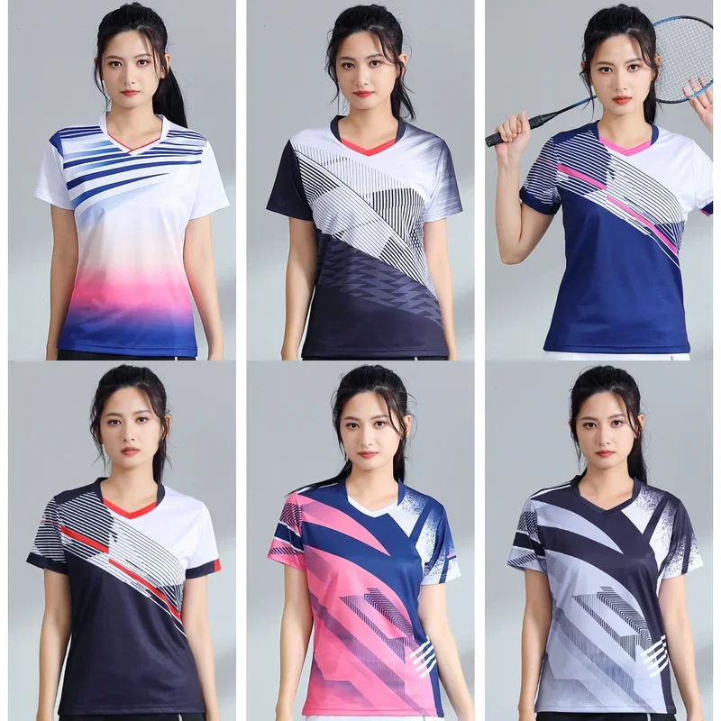 

New 2024 Badminton Suit Men's and Women's Short sleeved Customized Quick Drying Clothes Autumn Couple T-shirt Competition Traini