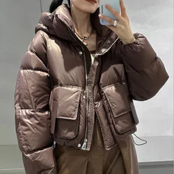 Short Women Jacket 2024 New Winter Coat Female Hooded Fashion Parkas Warm Loose Padded Snow Down Jacket Puffer Coats Down