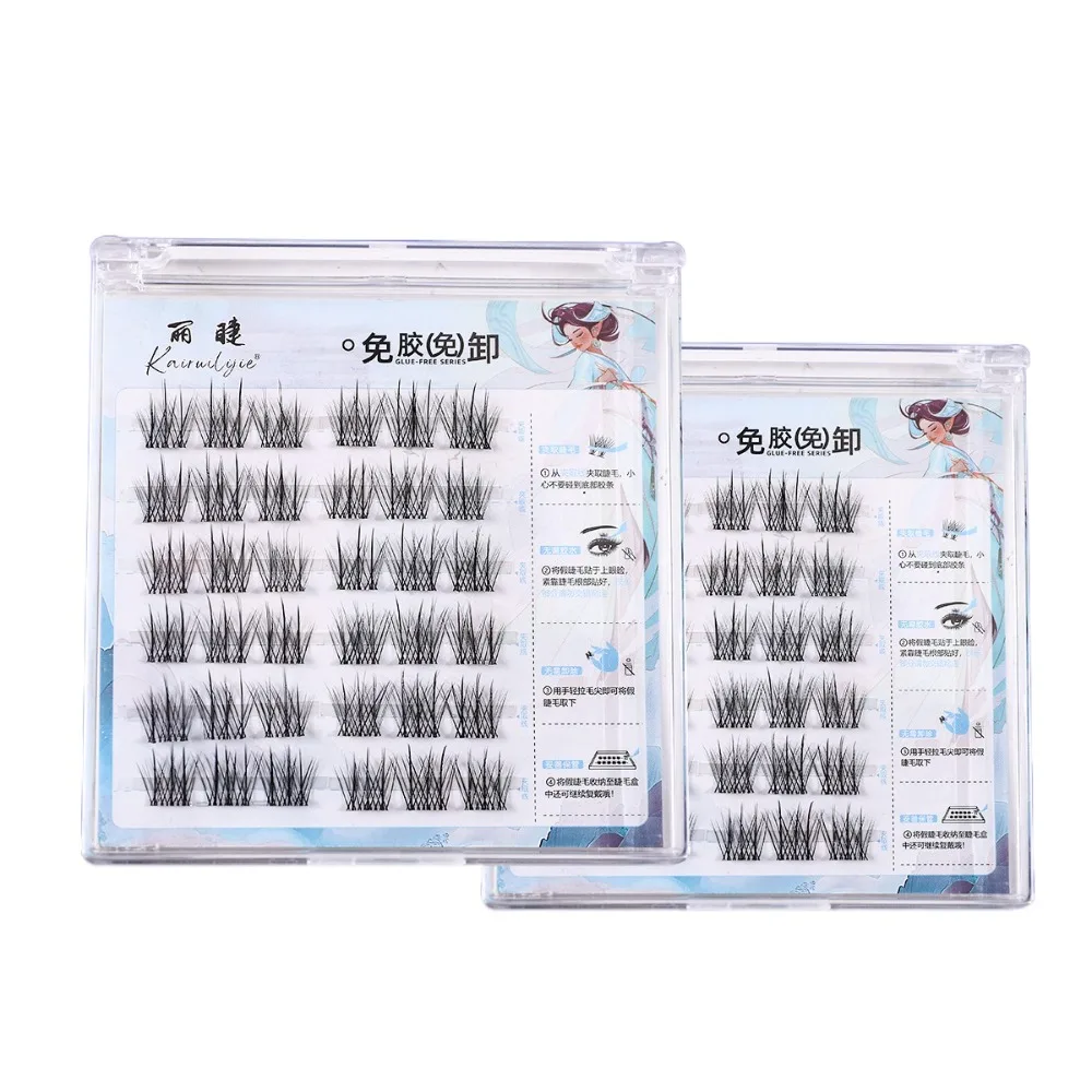 Fashion DIY Self-adhesive Lash Clusters Wispy Reusable Glue Free Fake Lashes Extension Individual False Eyelash Clusters Lady