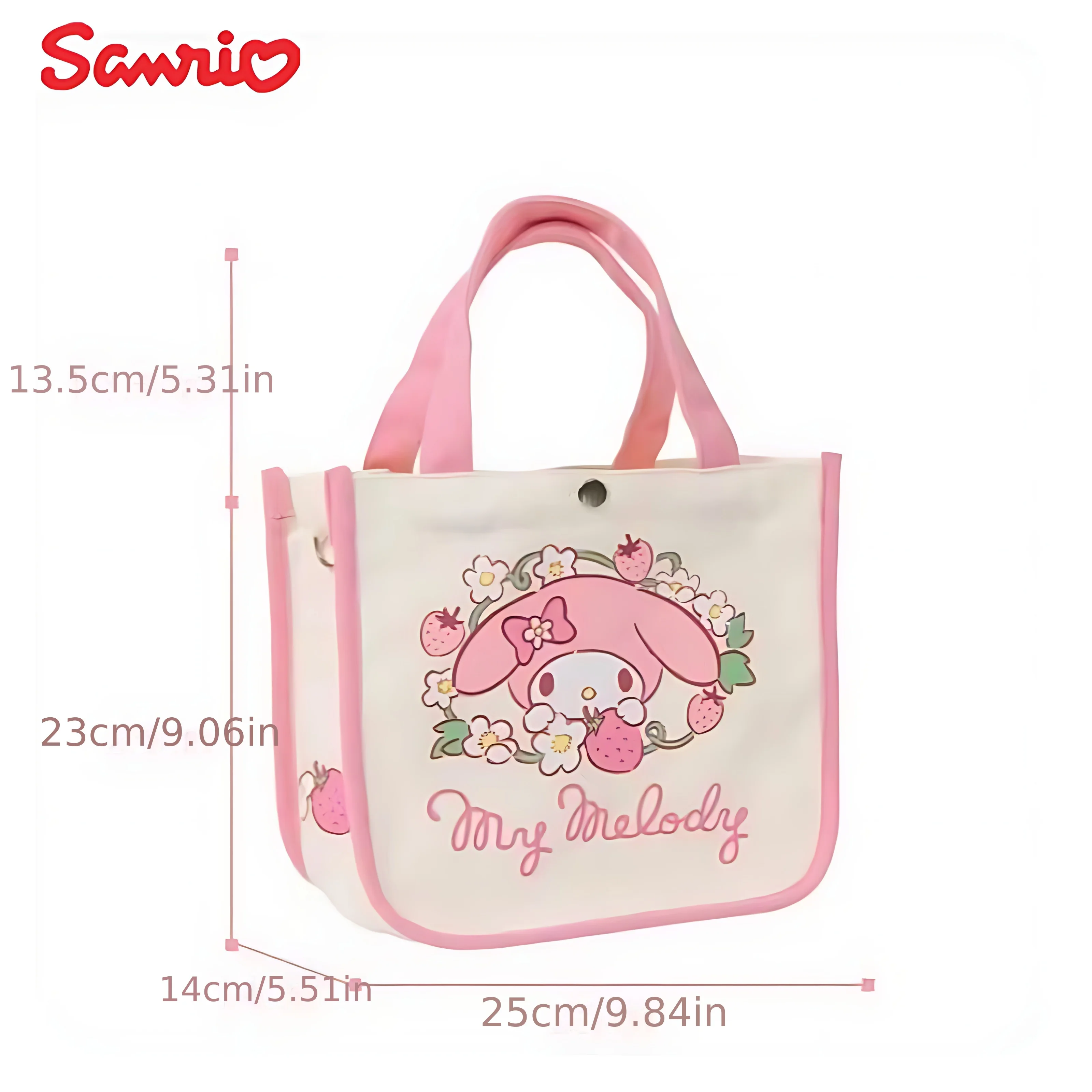 1pc My Melody Canvas Tote Bag - Stylish, Durable, and Spacious Carry Bag with Adorable Character Design, Perfect for School