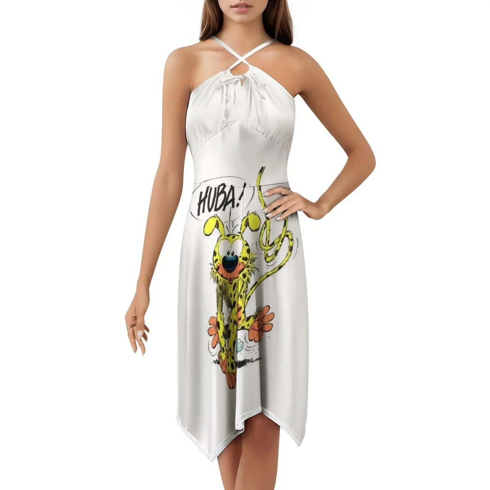 هدايا للنساء حيوانات Marsupilami الخيالية في فستان قصير على طراز Preppy للنساء على شكل حرف a فستان يوم غير رسمي فضفاض مناسب للنساء #5