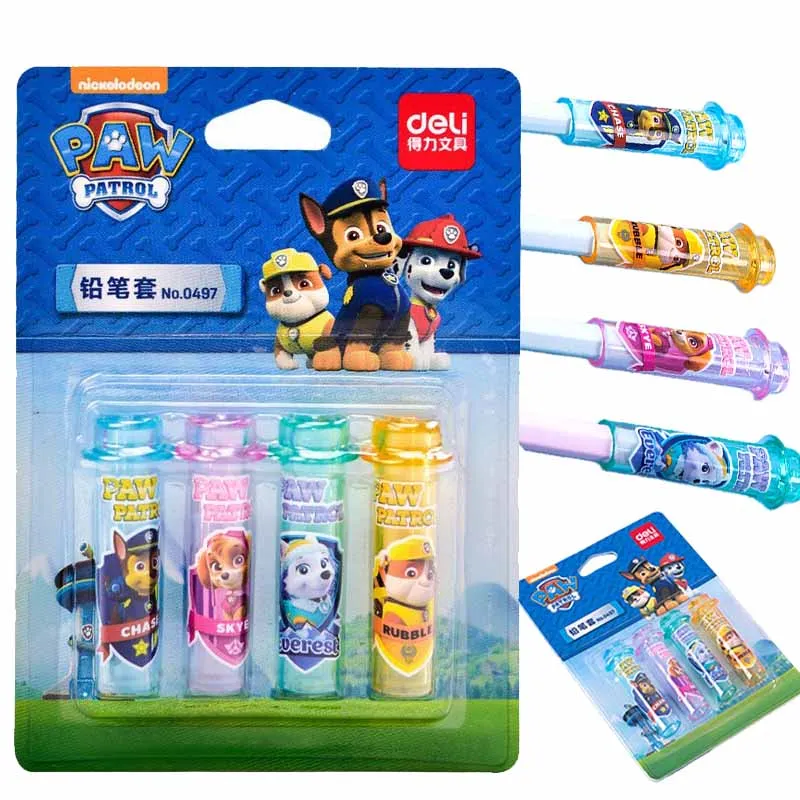 

4 шт., колпачки для карандашей «Щенячий патруль», пластиковые чехлы для наконечников карандашей, милые школьные жевательные жевательные прозрачные защитные колпачки для ручек, удлинитель
