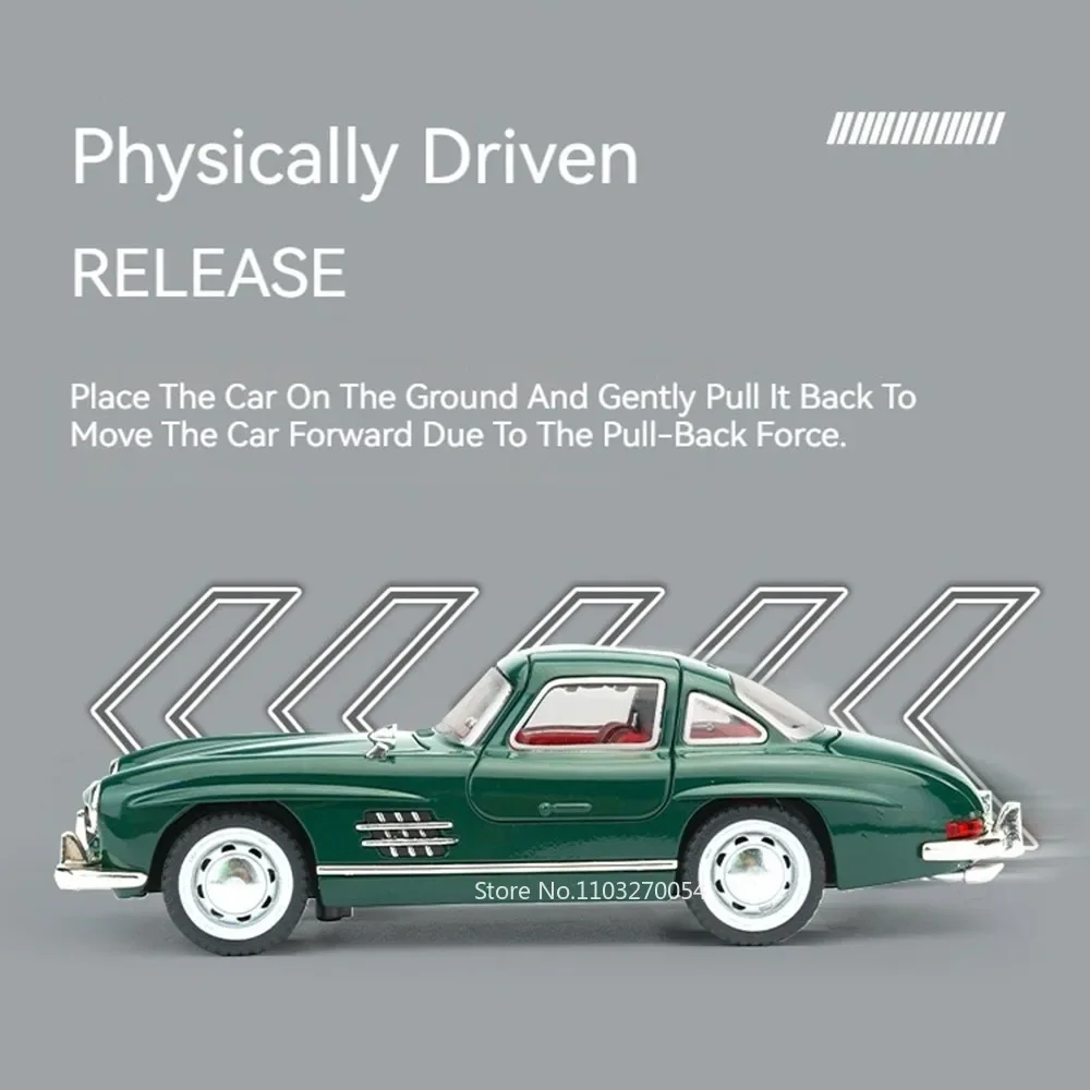 Voitures en alliage moulé sous pression 1:32 300SL GT63, modèles de jouets, 4 portes ouvertes, son et lumière, véhicules classiques en métal, jouets pour enfants, cadeaux