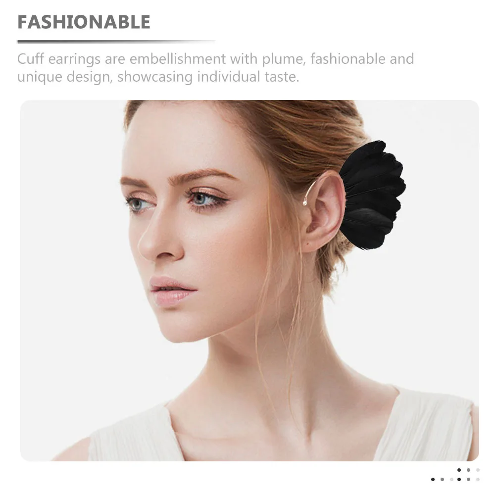 

1Pair Plume Ear Cuffs Non Piercing Vintage Cuff Earrings Ethnic Style Lightweight Fashion Ear Wrap Earrings for Women