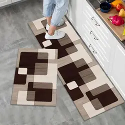 2PC Kitchen Floor Mat Bedroom Living Room Long Bedside Area Rug Hallway Soft Washable Carpet Anti Slip Bathroom Entrance Doormat