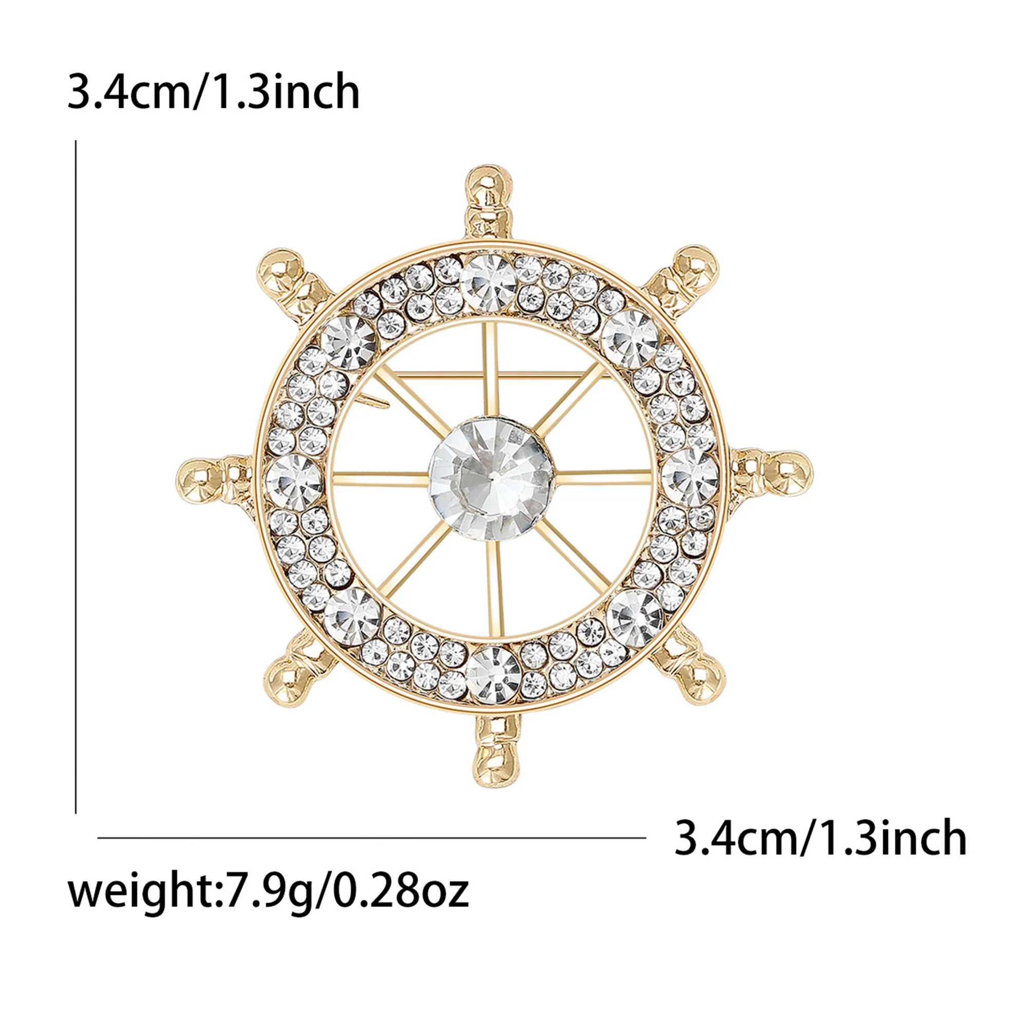 Luxury Rhinestone Rudder Brooches for Women Unisex Boat Pins Event Party Gifts Decoration Clothes Accessories Friends Decoration - Image 3
