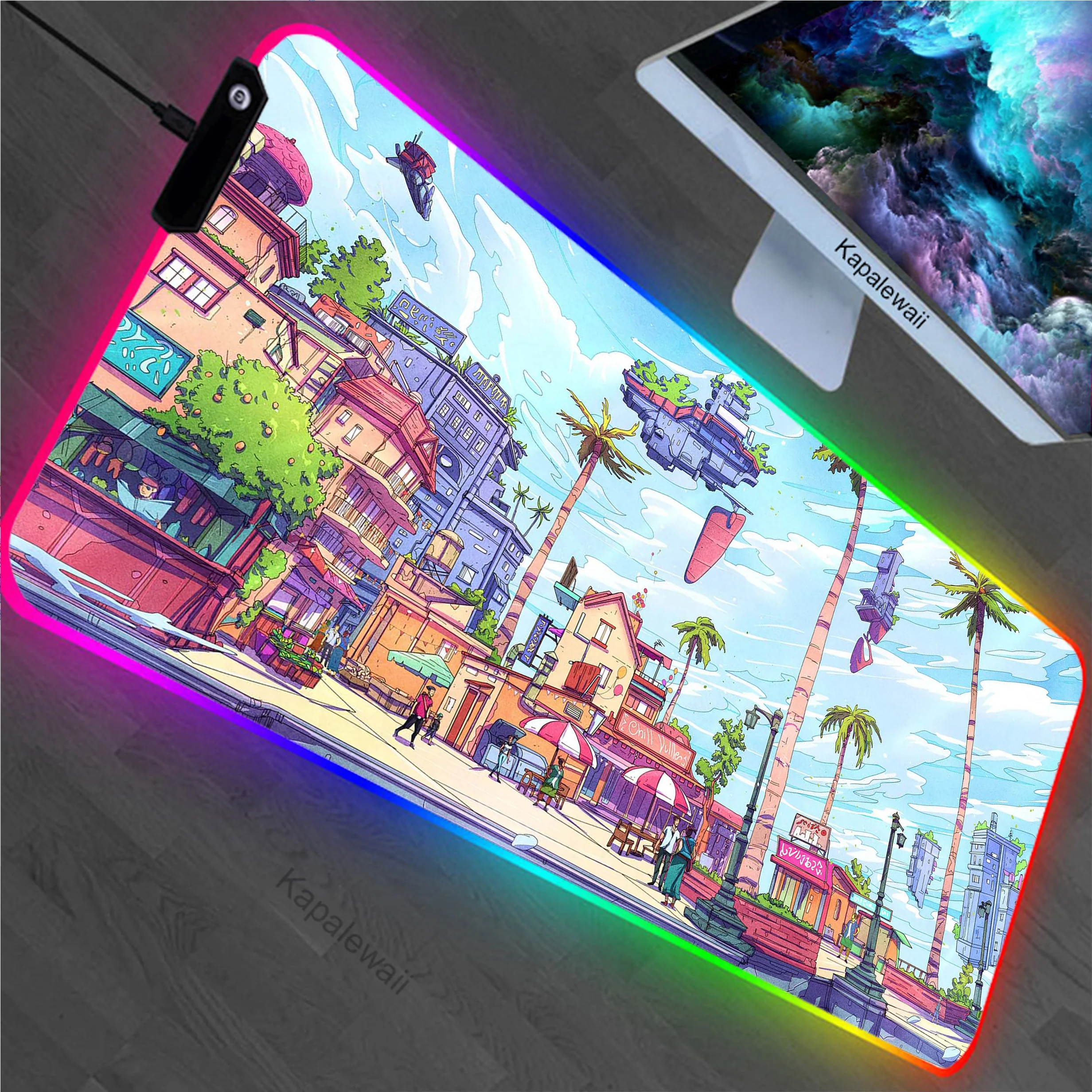 

Japanese Landscape RGB Mousepad Gaming Speed Keyboard Pads Anti-slip Mouse Pad XXL Rubber Carpet Locked Edge Mouse Mat 900x400mm