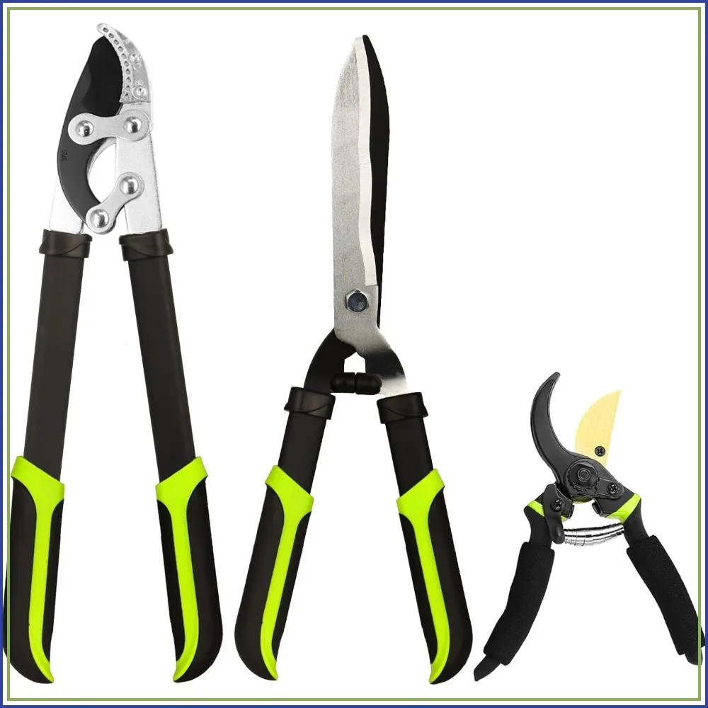 

Loppers Hedge Clippers & Pruners Combo Set 3-Piece, Sharp Tree Trimmer Branch Cutter for Yard Lawn Garden, Professional Tree Clippers