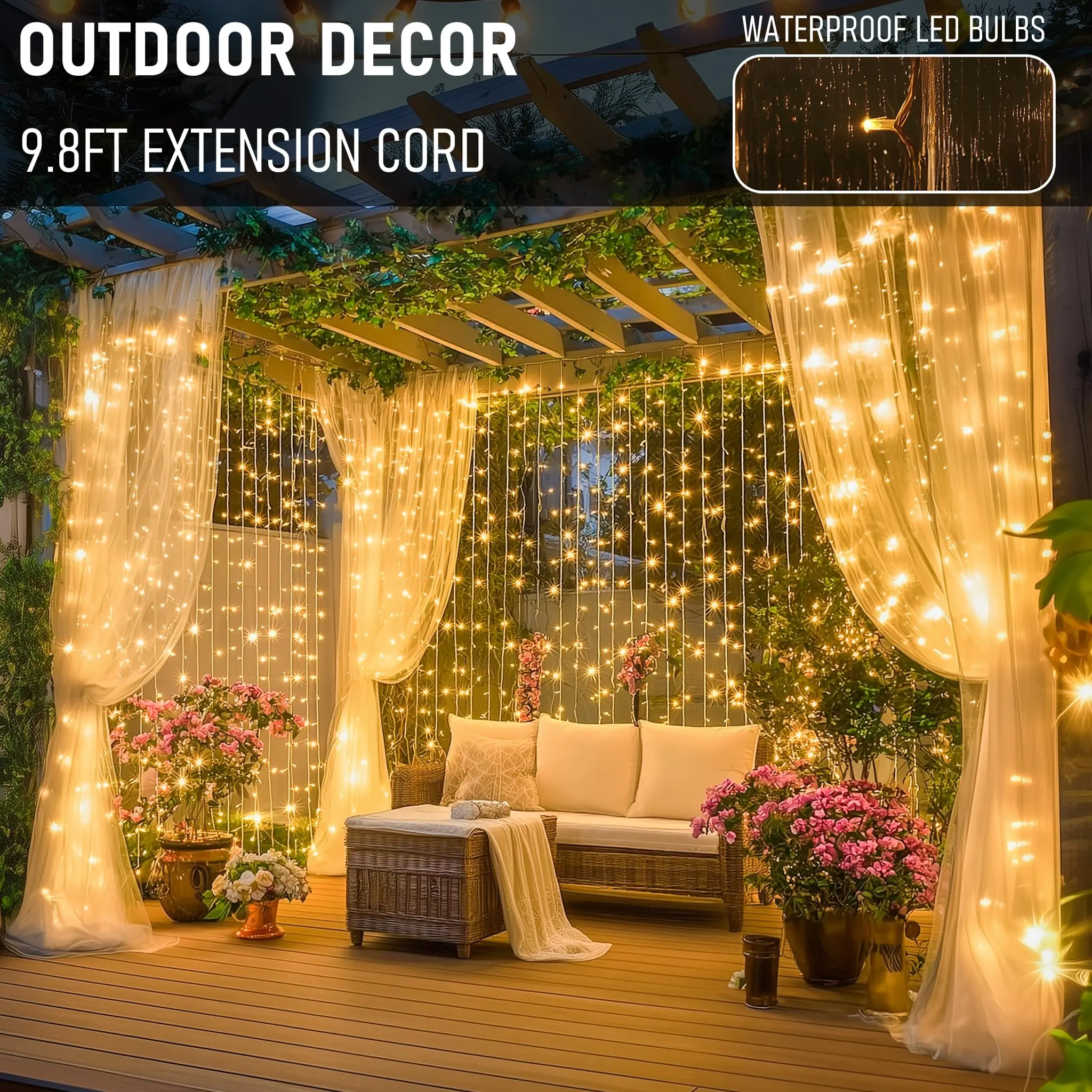 Dazzle Bright 300 LED Curtain - Outdoor Lighting Wedding Decor review and price