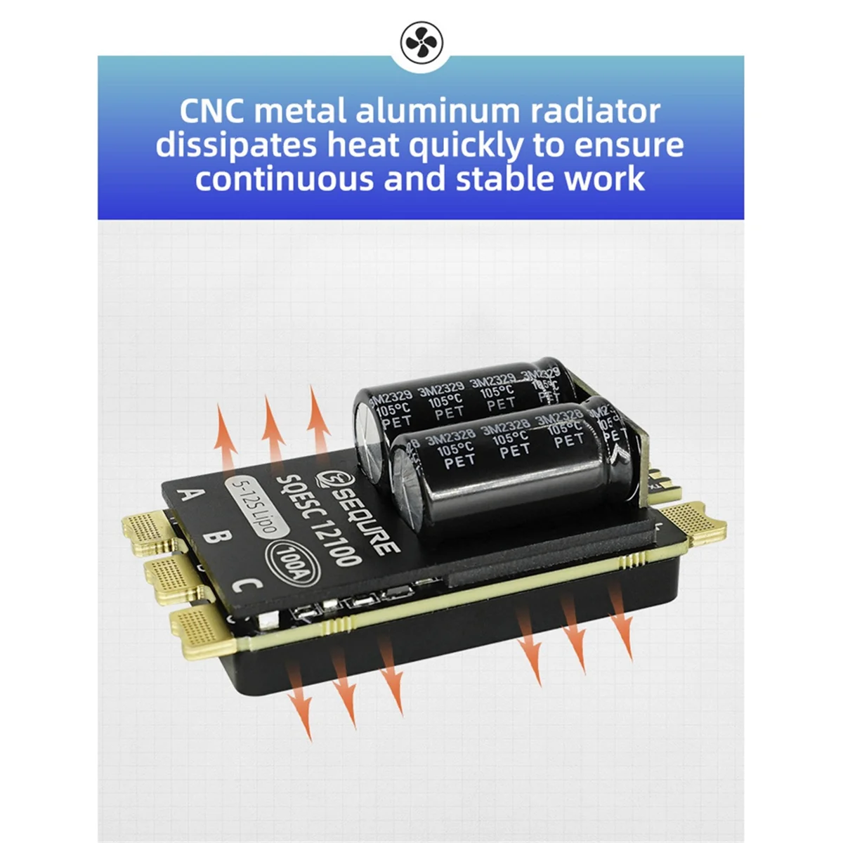 

AT53 12100 Brushless Electric Speed Controller 5-12S Power Supply 100A AM32 for Airplane Models Boat Models RC Car