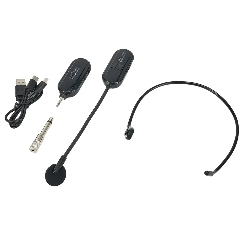 Convenient 2 in 1 USB Cable 2 4G Wireless Microphone Headset Mic 50M Range for Outdoor Live, Dancing, Voice Teaching