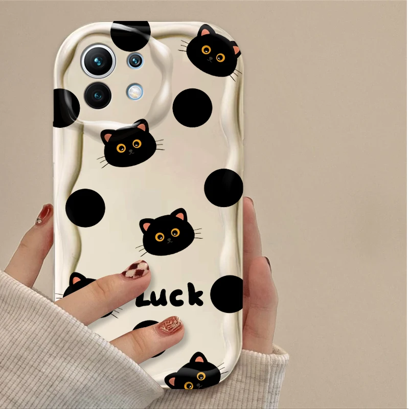 الإبداعية الأسود القط الكرتون للصدمات جراب هاتف ل Xiaomi POCO X7 X6 X5 X3 NFC F7 الترا F6 F5 Pro F4 F3 GT M5S C65 C75 4G 5G