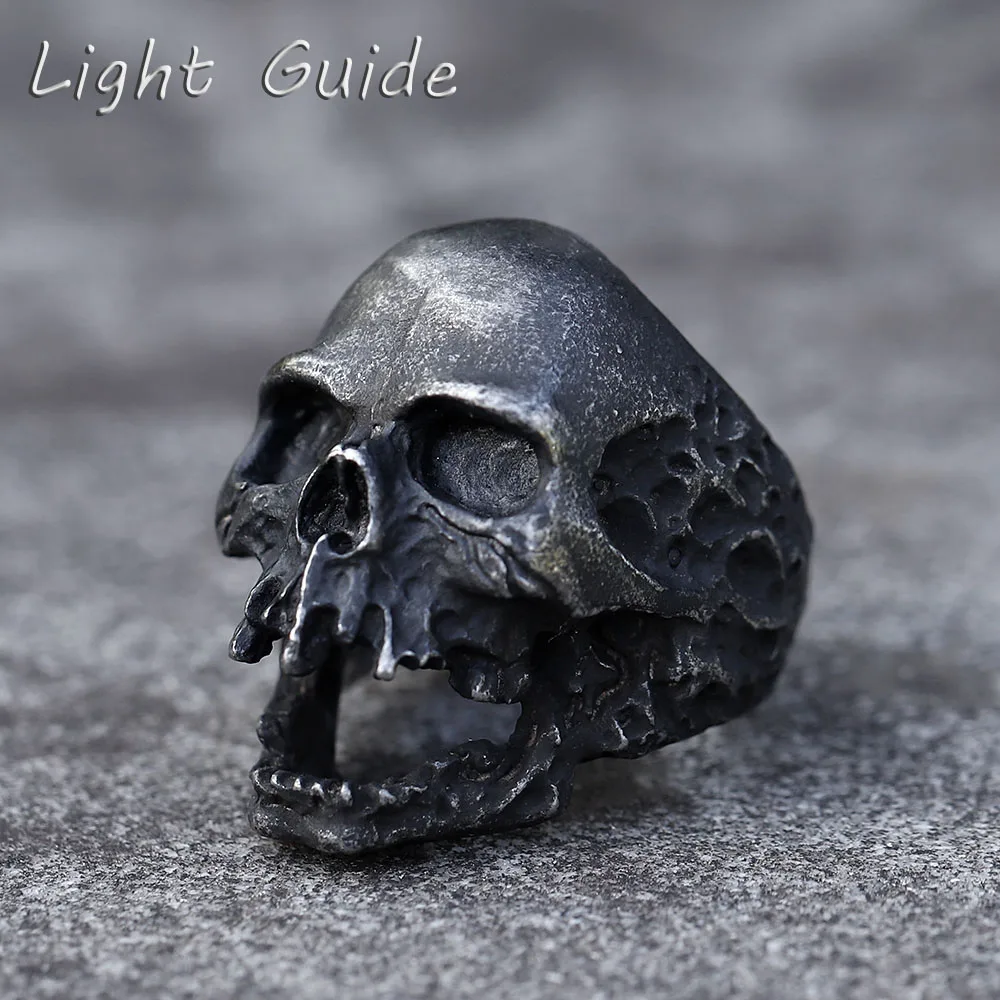 2022 NEW Men\'s 316L stainless-steel rings Large fierce Skull Vintage ring for teens gothic punk Biker Jewelry Gift free shipping