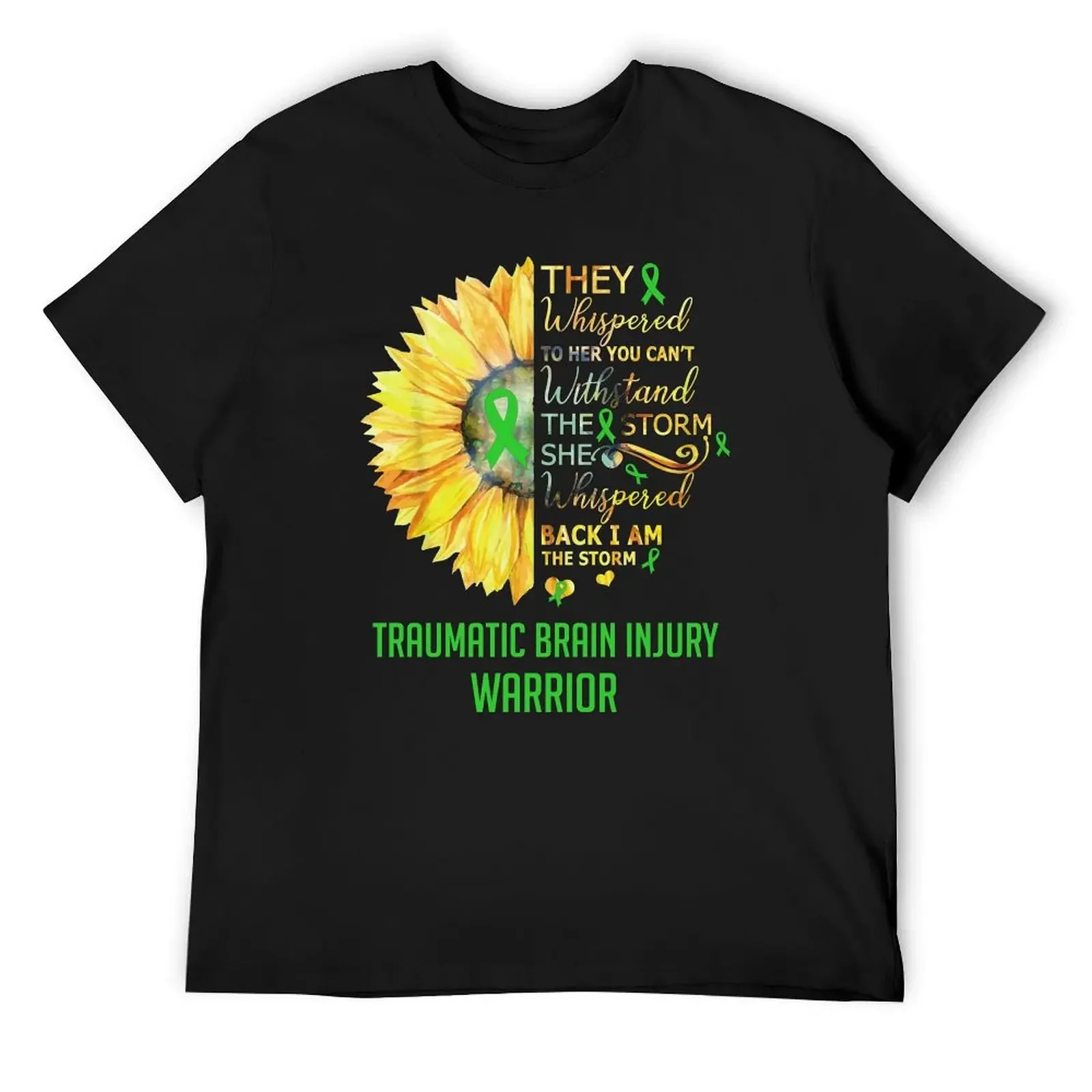 Traumatic Brain Injury Awareness Warrior Support Survivor Green Ribbon Gifts T-Shirt